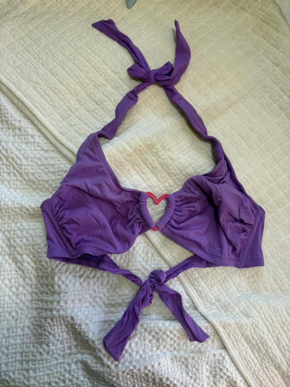 wild fable Lavender Ribbed Halter Bikini Top with Heart Accent